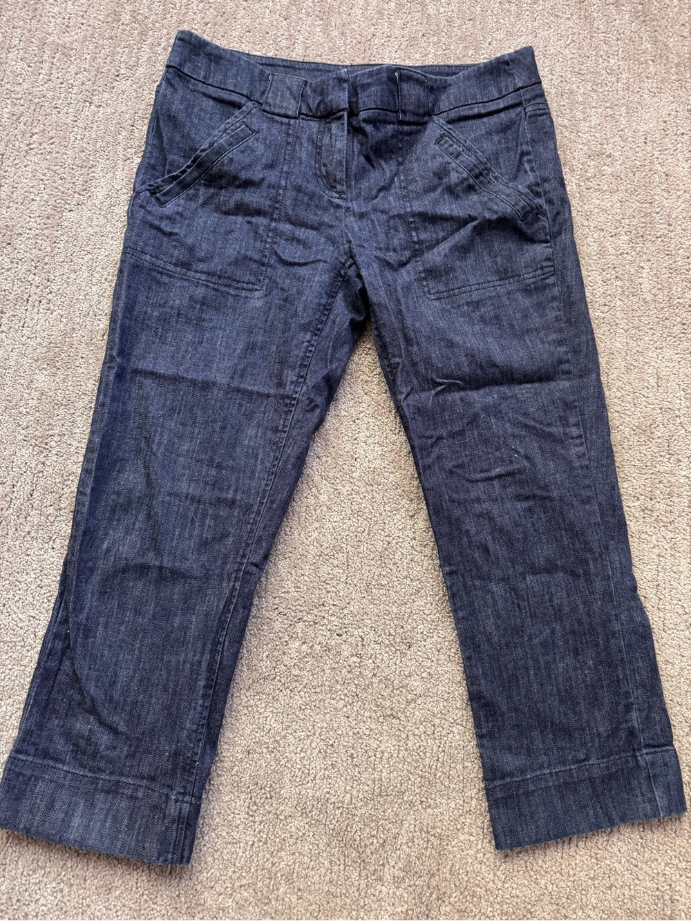 New York & Company Crop Denim Pants Size 4 Dark Wash Wide Hem Patch Pockets - Picture 3 of 5